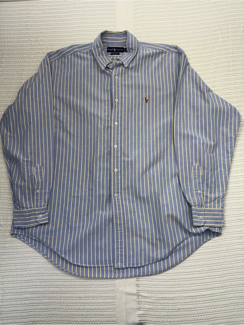 Vintage Polo by Ralph Lauren Light Blue and White Striped Button-Down Shirt